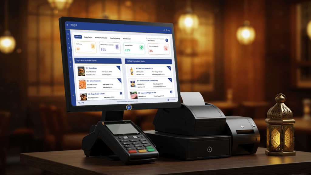 A photo of Polaris ERP restaurant ERP software, in a restaurant setting