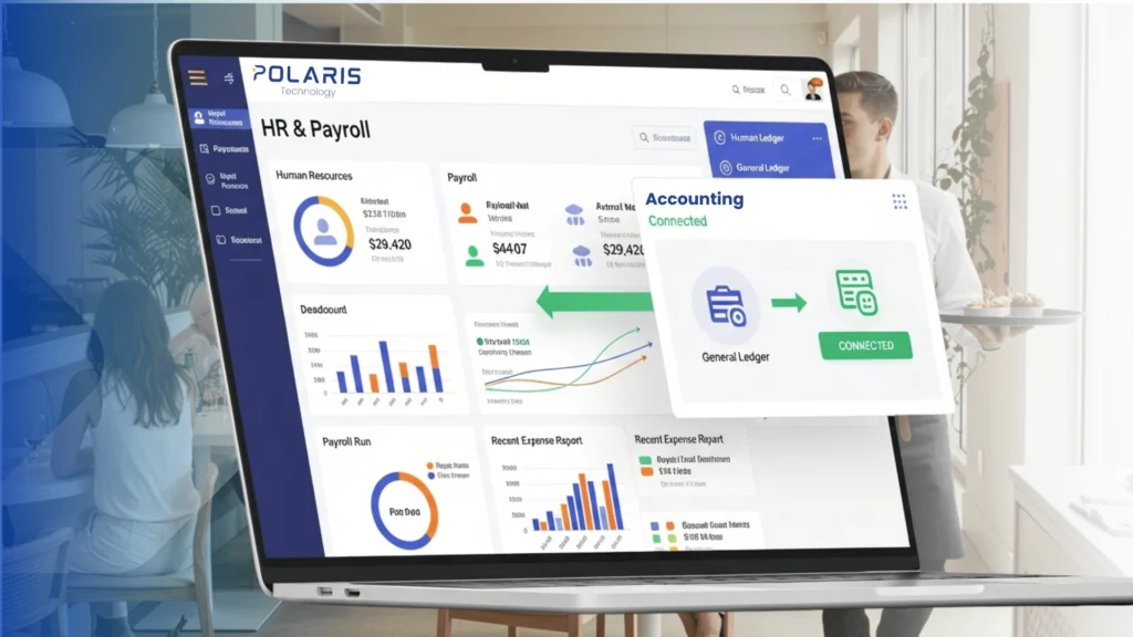 Polaris ERP HR software connected with accounting